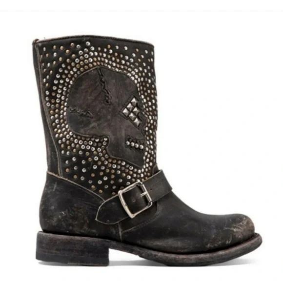 Frye Shoes Frye Rare Jenna Studded Distressed Skull Boots